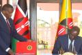 Screengrab image of President William Ruto assenting to bills at the Eldoret State Lodge.